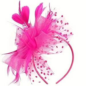 NWT Elegant Kentucky Derby Hot Pink Feather Fascinator